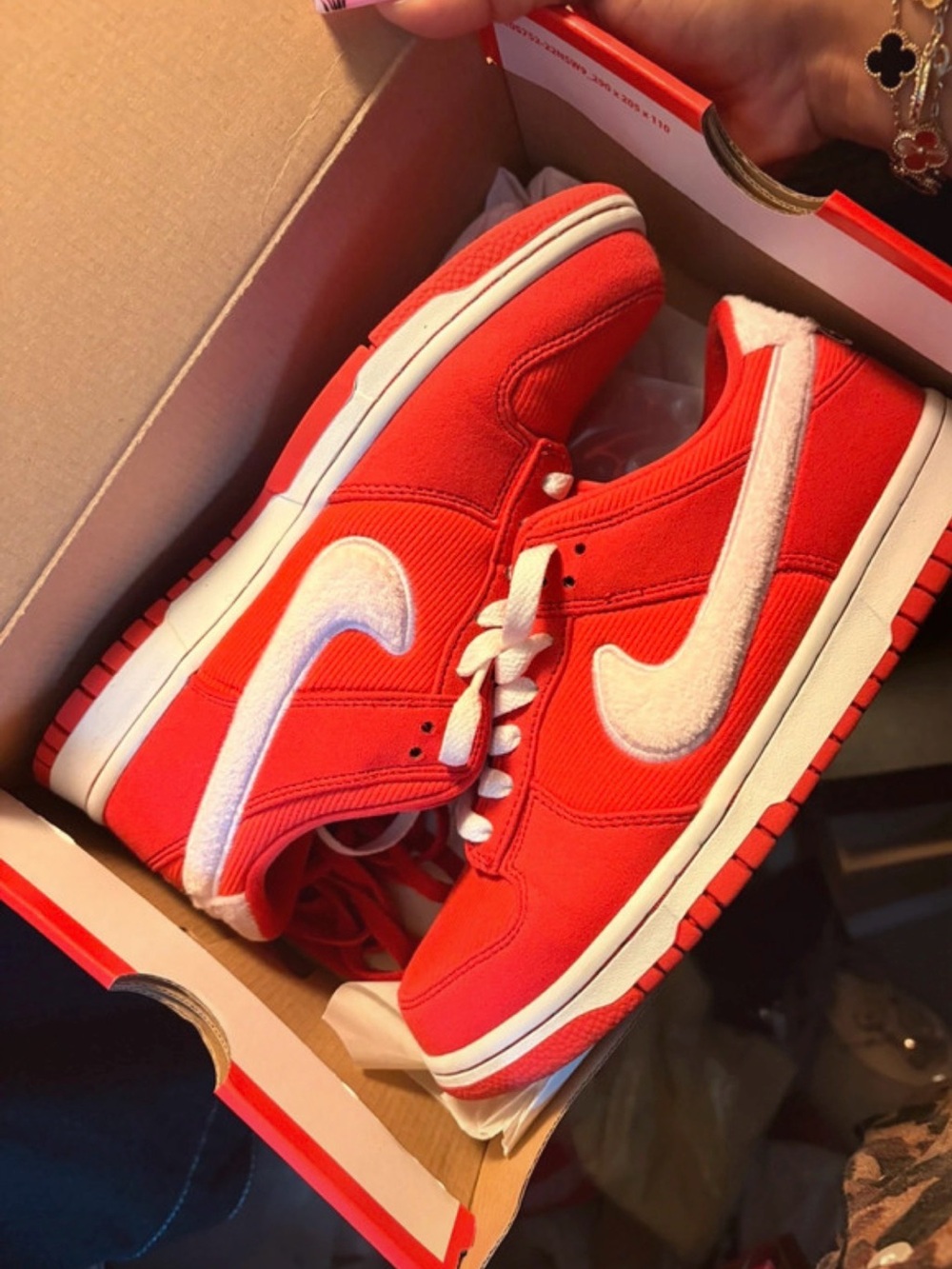 Kids Red Athletic Sneakers with White Swoosh